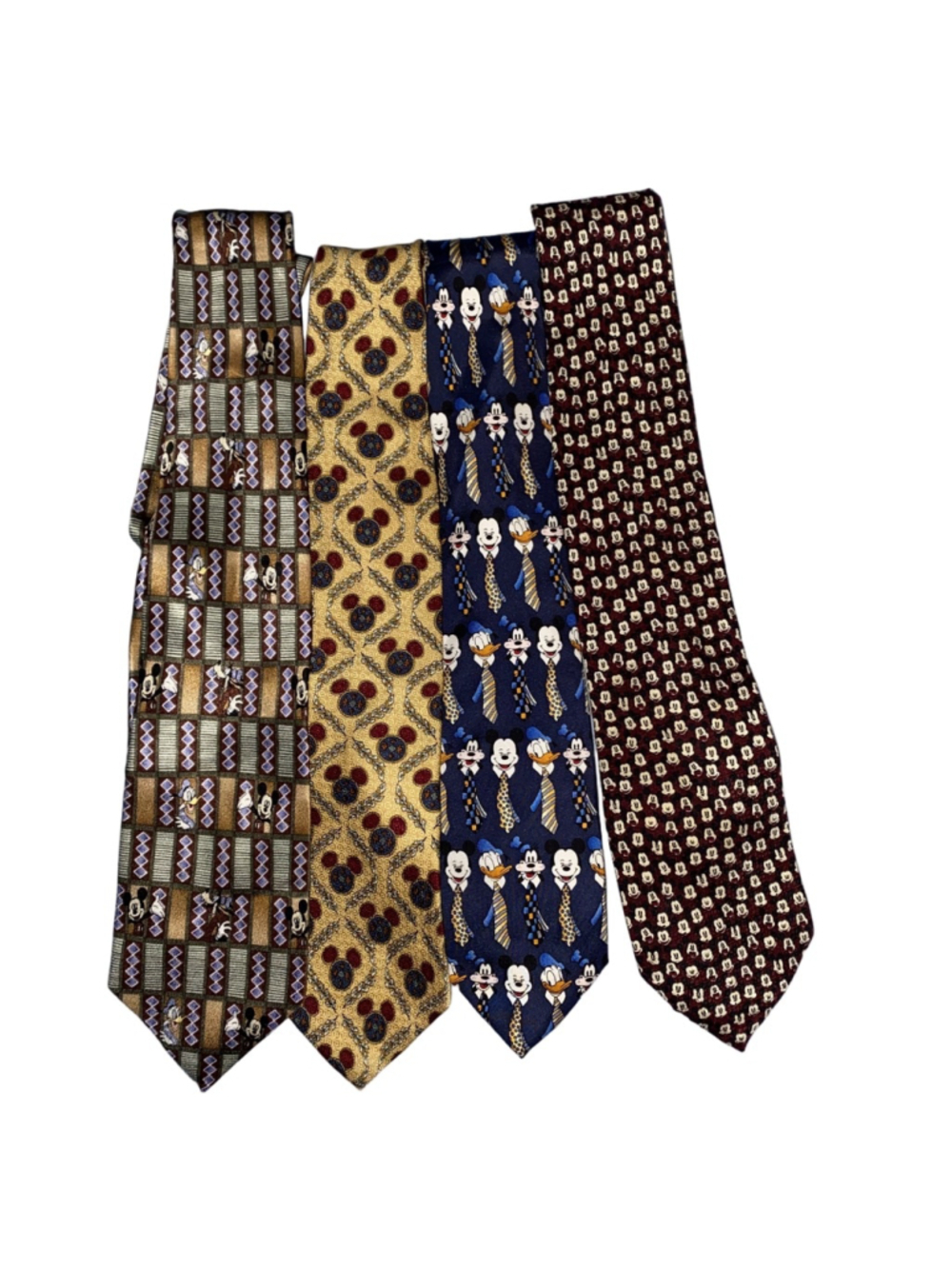 Men's Official Disney Mickey Mouse & Friends Lot of 4 Silk Ties